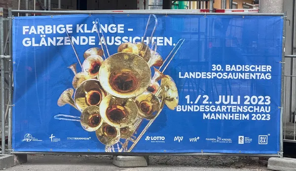 Werbebanner für den Landesposaunentag auf der BUGA23