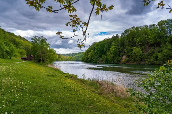 Blick auf Rhein vom Ufer aus