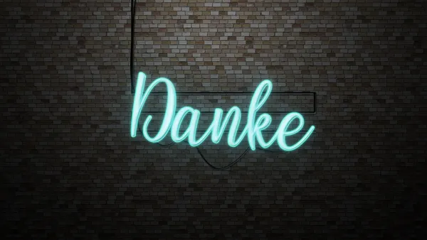 Schriftzug Danke grün auf dunklem Hintergrund