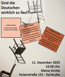 Plakat zur Podiumsdiskussion in der Kleinen Kirche am 11. DEZEMBER