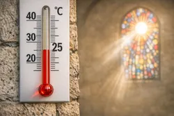 Quelle: KI-generiert mit CoPilot Thermometer in einer Kirche