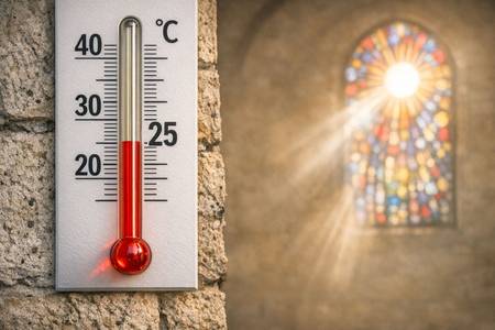 Thermometer in einer Kirche