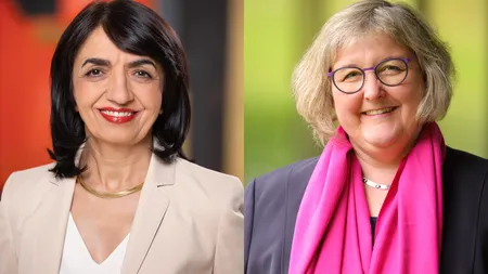 Landtagspräsidentin Muhterem Aras und Landesbischöfin Heike Springhart