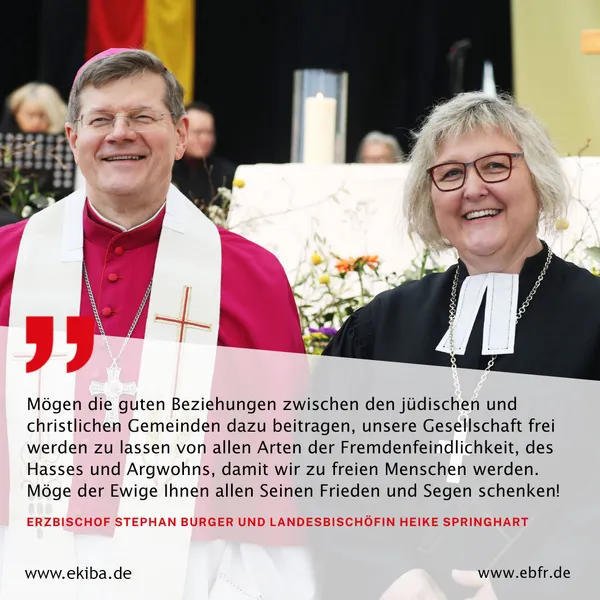 Quelle: ekiba / ebfr Erzbischof Stephan Burger mit Landesbischöfin Heike Springhart