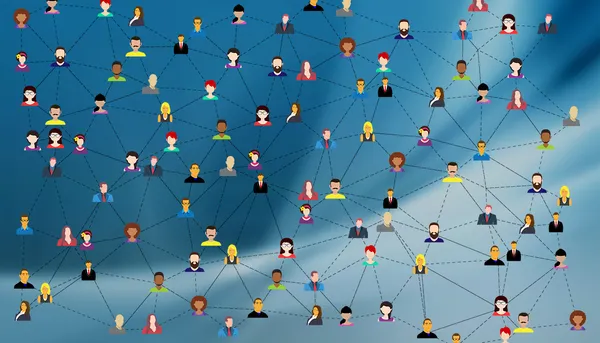 Quelle: EOK Grafik mit einem Netzwerk aus Personen auf blauem Hintergrund