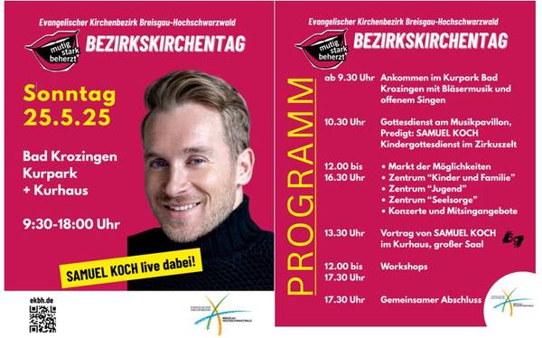 Programm des Kirchentags und Bild Samuel Koch
