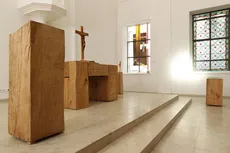 Blick auf die neuen Holz-Prinzipalien der Kapellenkirche in Heidelberg