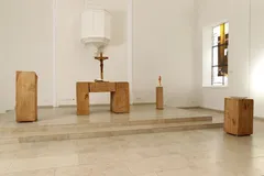 Blick durch den Kirchenraum auf die neuen Prinzipalien der Kapellenkirche in Heidelberg