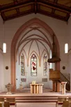 Blick durch den Kirchenraum auf die neuen Prinzipalien der Kriche Eichstetten