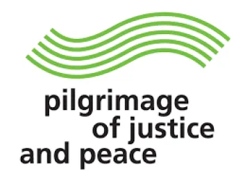 Quelle: © ÖRK/WCC Logo 5fache grüne Well darunter steht: pilgrimage of justic an peace