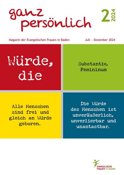 Bunte Würfel mit Text zu Würde