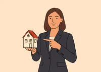 Frau mit Modellhaus