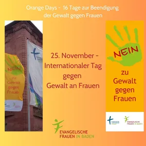 Zwei Flaggen gegen Gewalt an Frauen