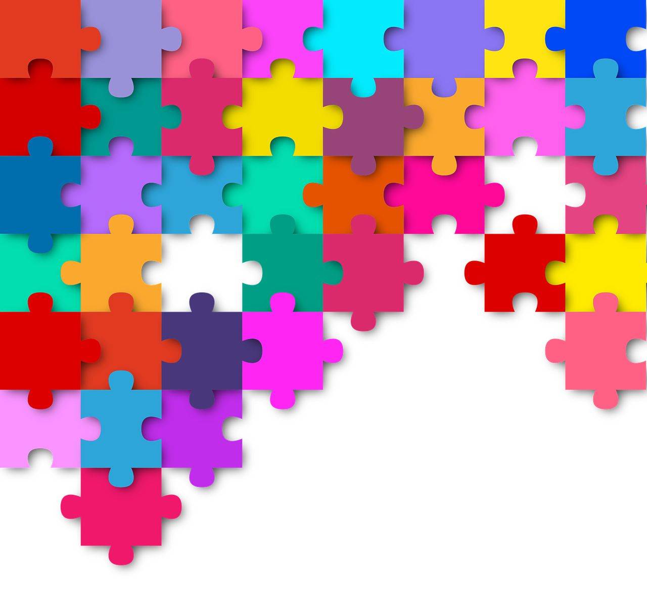 Quelle: Pixabay_Stux_CC0 - eingebettet von www.ekiba.de bunte Puzzleteile eines unfertigen Puzzles