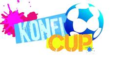 logo mit Fussball in Pink, blau und gelb