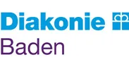 Logo der Diakonie -Schriftbild: oben in blau Dieakonie daneben das Dieakoniezeichen und darunter Baden in Lila Schrift