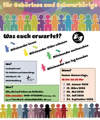 Plakat Miteinander-Abend, Gemeinschaft in Gebärdensprache