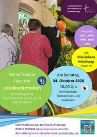 Einladung zum zentralen Konfirmationsjubiläum für Gehörlose und Schwerhörige in Baden