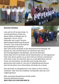 Abschlussklasse an der Gehörlosenschule in Mwanga, Tansania