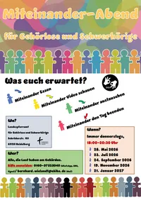 Plakat Miteinander-Abend, Gemeinschaft in Gebärdensprache