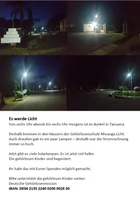 Licht für Gehörlosenschule in Tansania