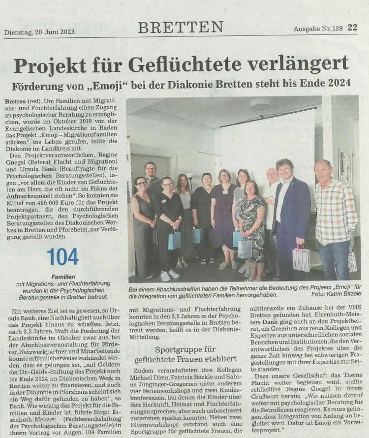 Zeitungsartikel BNN