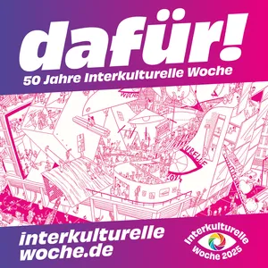 Aktionsplakat mit Wimmelbild für die Interkulturelle Woche