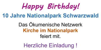 Überschrift Happy Birthday der Einladung 10 Jahre Nationalpark