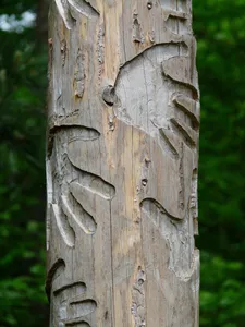 Baumstamm mit eingeprägten Handabdrücke