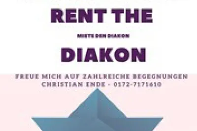 Quelle: EOK/Stabsstelle DiakonInnen/CEnde Flyer vom Projekt Rent the Diakon mit Schriftzug und blauem Boot