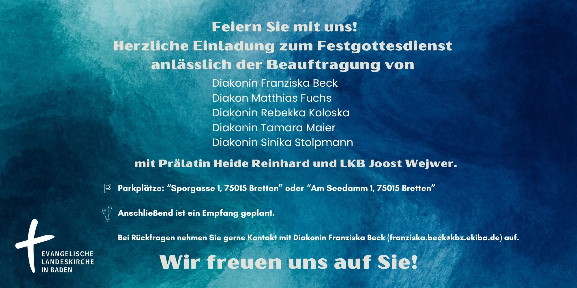 Quelle: EOK/Ref 2/Stabsstelle Diakon*innen/Traineekurs 22 privat Rückseite Einladungsflyer Beauftragungsgottesdienst 2025