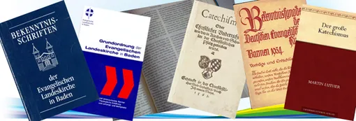 Quelle: Collage: Annette Wohlfeil Bild: Bildcollage aus verschiedenen Büchern, wie Grundordung, Berkenntnischriften und Katechismen